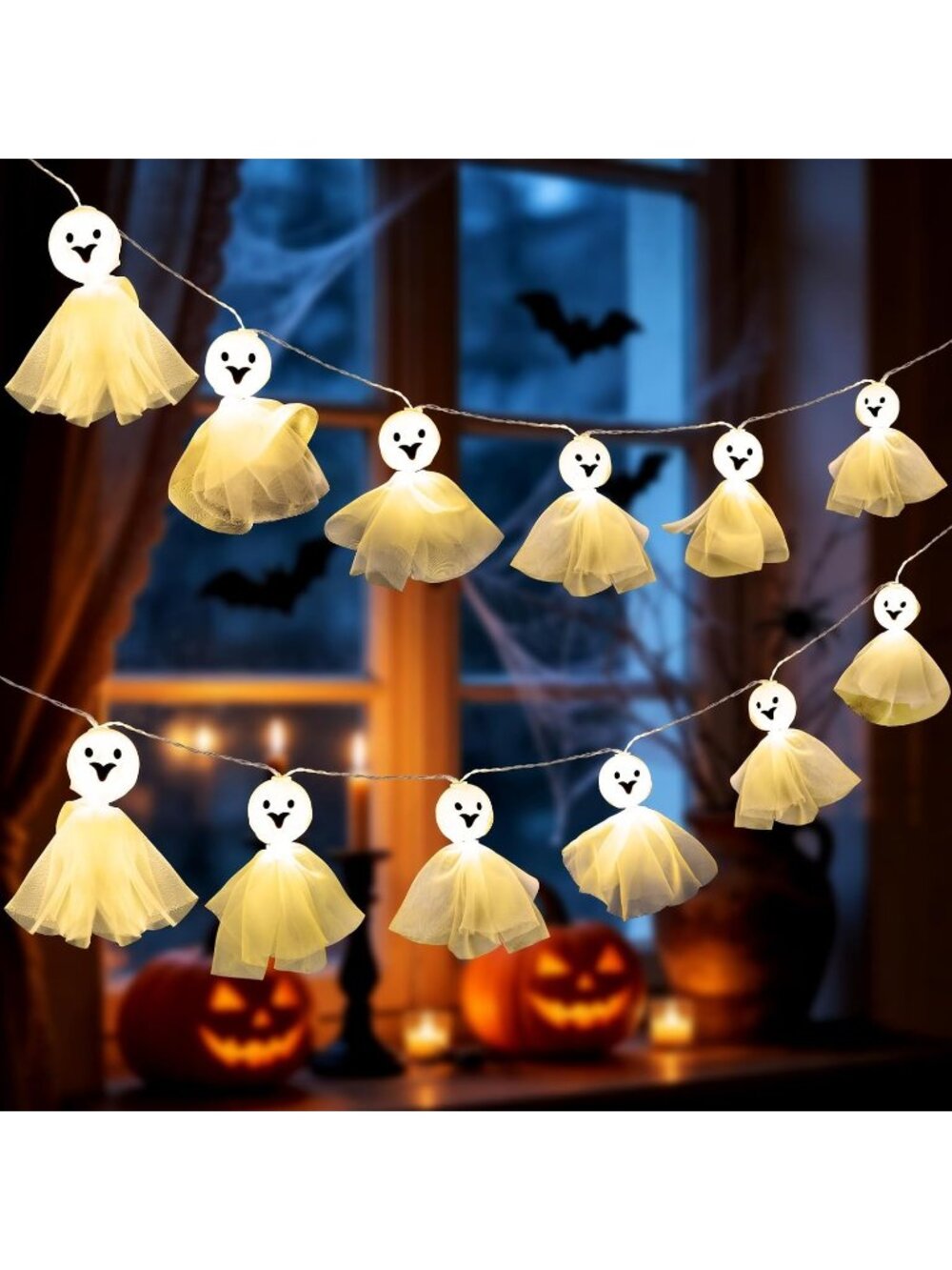 Halloween Decoration Ghost Lights 4M 20 Warm White LEDs Charming Halloween Light